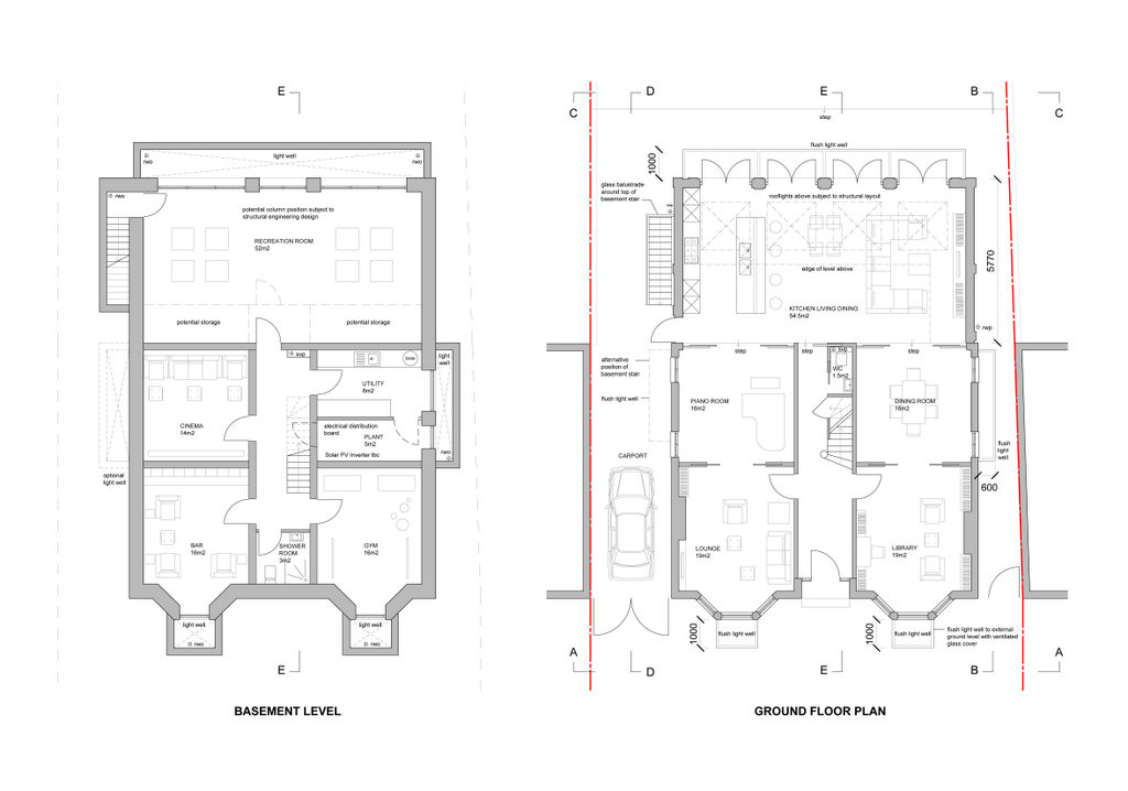 Ground extension and basement